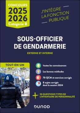 Concours Sous-officier de gendarmerie externe et interne - Tout-en-un 2025/2026